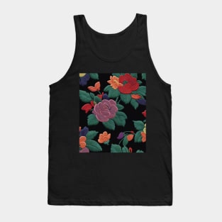 Embroidery Flower Seamless Pattern Tank Top